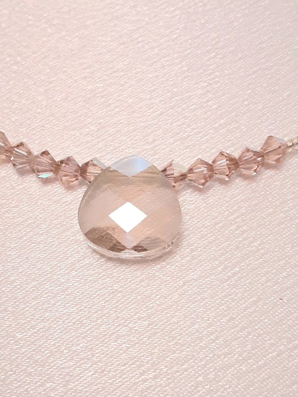 NEW 17 inch pink champaign quartz necklace - Picture 3 of 10